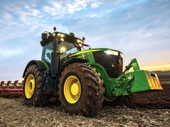 Deere tractor in the field